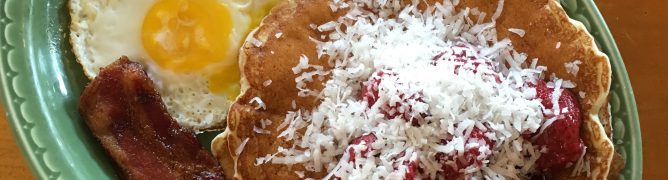 Coconut Strawberry Pancakes Full House