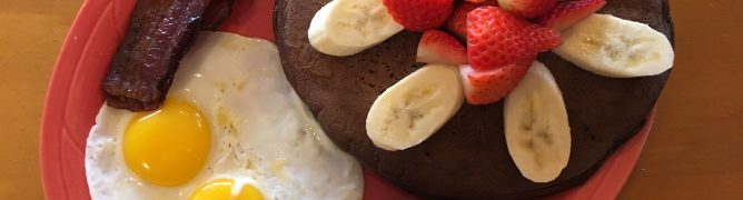 Chocolate Pancakes with Strawberries and Bananas